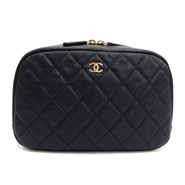 93589 1 Chanel Matelasse Cocomark Caviar Pouch Black