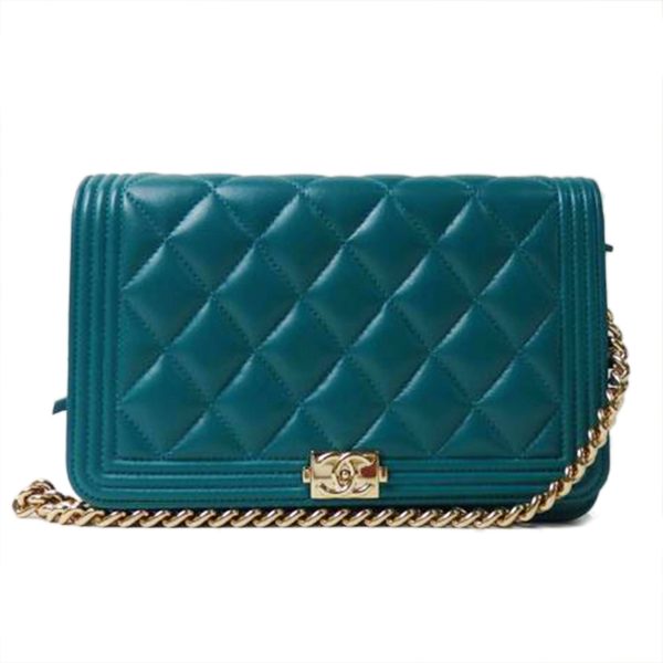 93595 1 Chanel Boy Chanel Chain Wallet Bag Green Gold