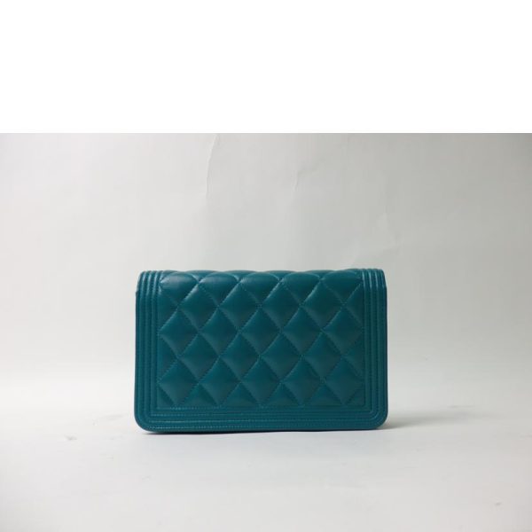 93595 2 Chanel Boy Chanel Chain Wallet Bag Green Gold