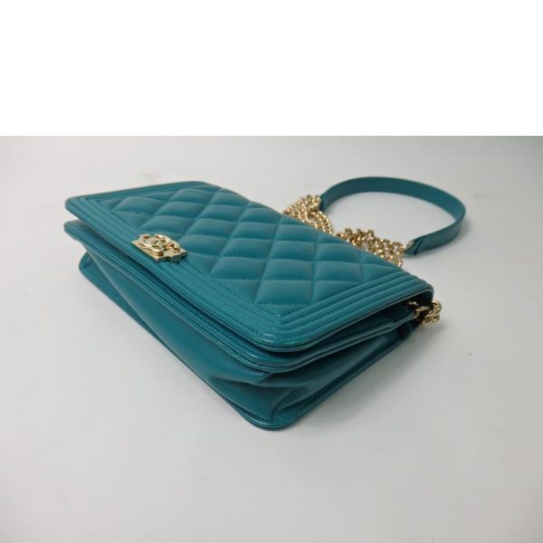 93595 3 Chanel Boy Chanel Chain Wallet Bag Green Gold