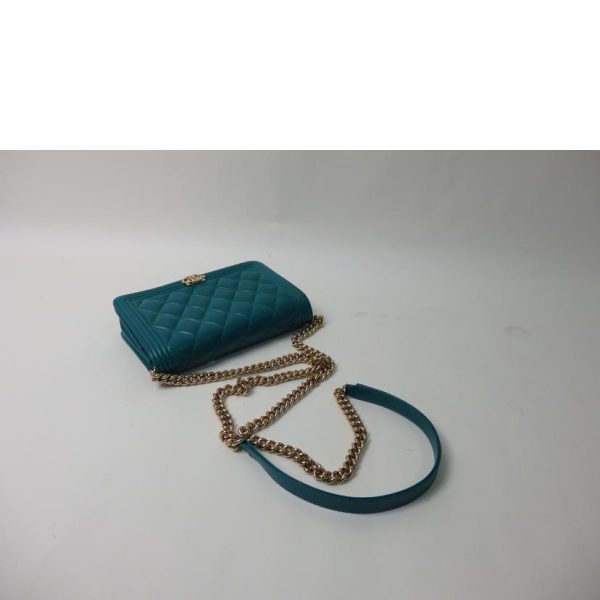 93595 5 Chanel Boy Chanel Chain Wallet Bag Green Gold