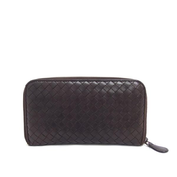 93804 2 Bottega Veneta Intrecciato Round Zipper Long Wallet Brown