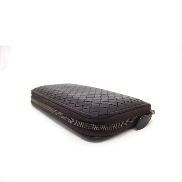 93804 3 Bottega Veneta Intrecciato Round Zipper Long Wallet Brown