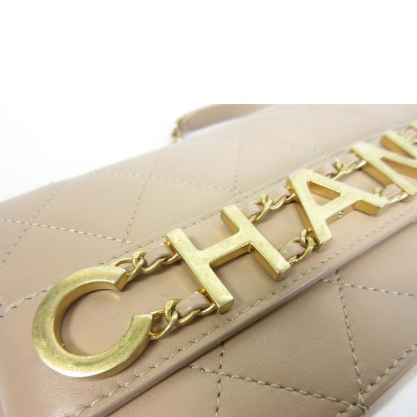 93834 6 Chanel Matelasse Logo Chain Shoulder Bag Black