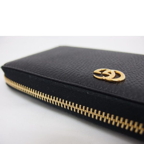 94115 7 Gucci Gg Marmont Round Zipper Long Wallet Black