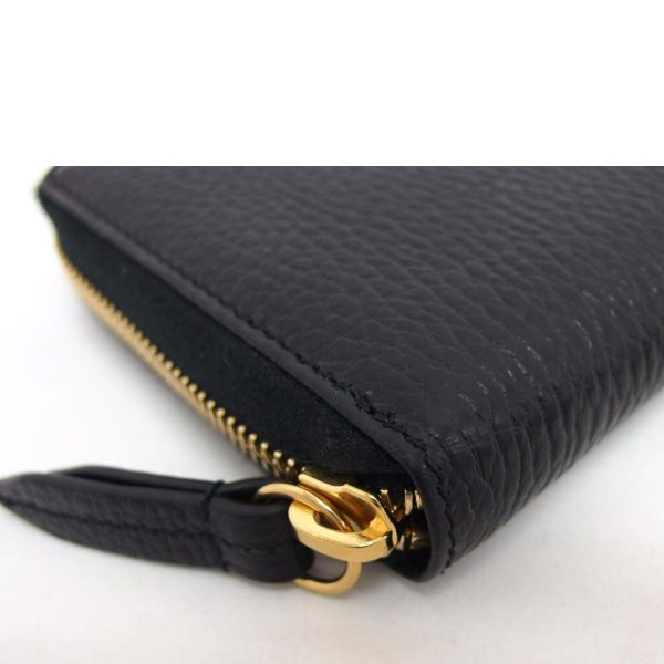 94115 9 Gucci Gg Marmont Round Zipper Long Wallet Black