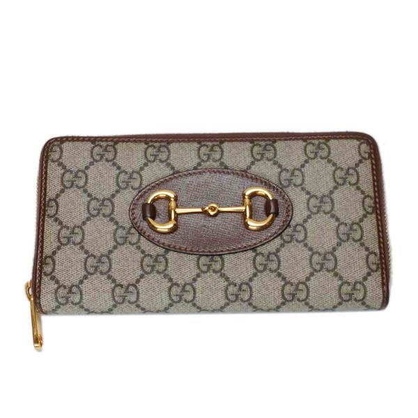 94270 1 Gucci GG Supreme Horsebit Round Zipper Long Wallet