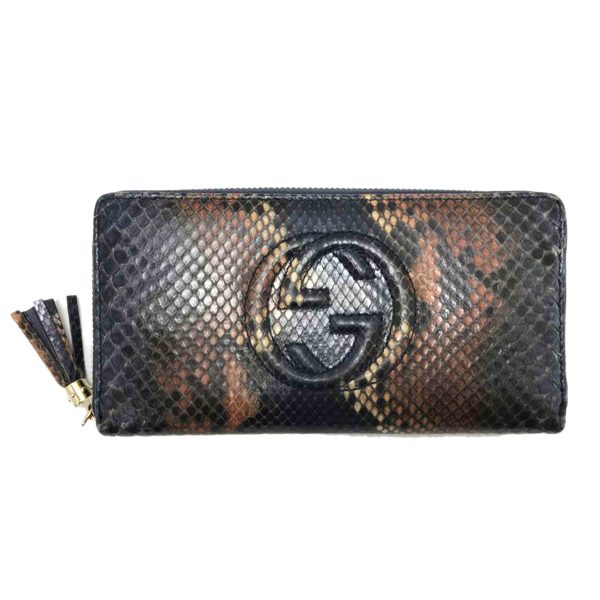 94327 1 Gucci Interlocking G Python Round Zipper Wallet Beige