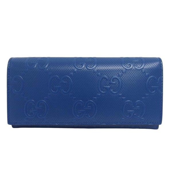 94405 1 Gucci Gg Embossed Bi fold Long Wallet Blue