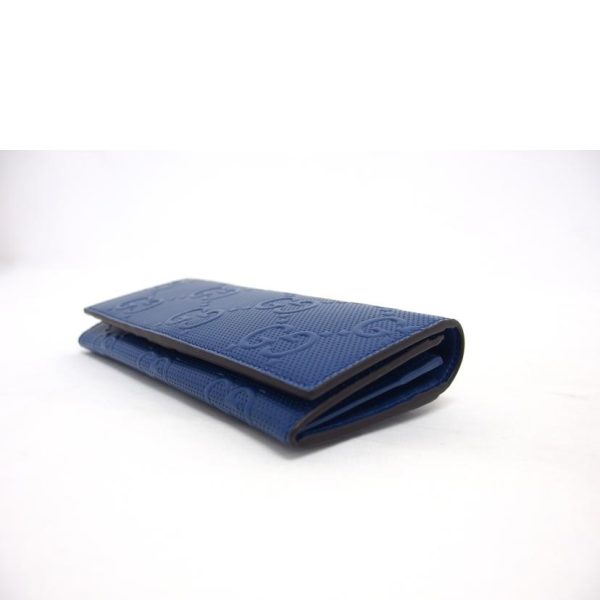 94405 3 Gucci Gg Embossed Bi fold Long Wallet Blue