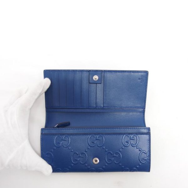 94405 4 Gucci Gg Embossed Bi fold Long Wallet Blue