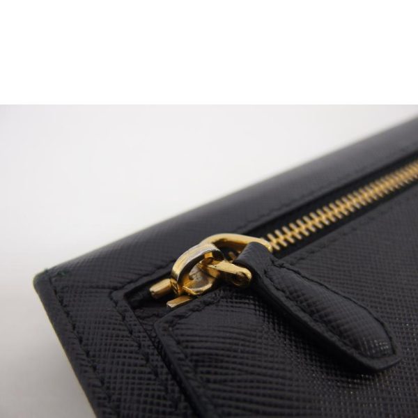 94481 12 Prada Saffiano W Hook Bi Fold Long Wallet Bag Black