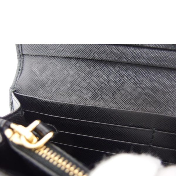 94481 7 Prada Saffiano W Hook Bi Fold Long Wallet Bag Black