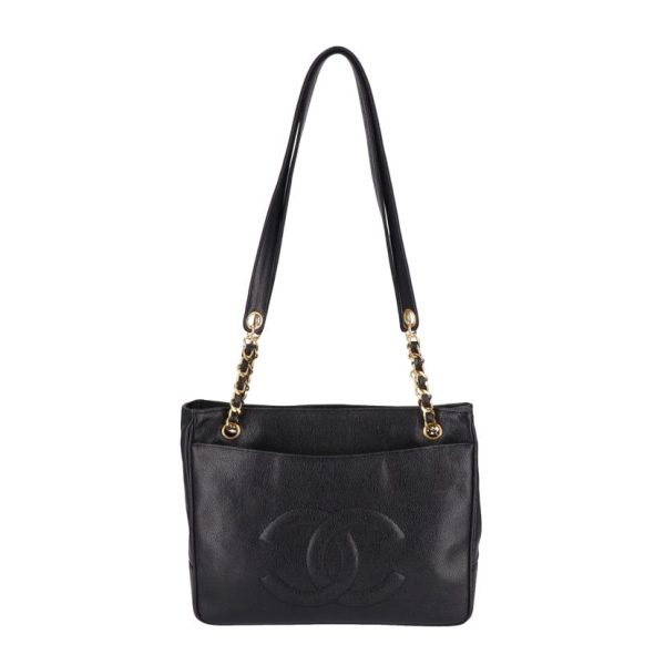 94517 2 Chanel Coco Mark Chain Tote Bag Black