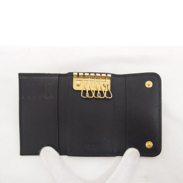 94528 4 Prada Saffiano 6 Key Case Bag Black