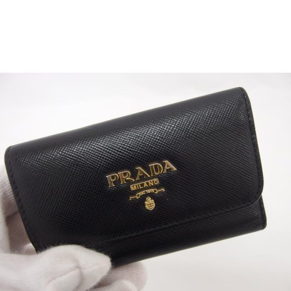 94528 7 Prada Saffiano 6 Key Case Bag Black