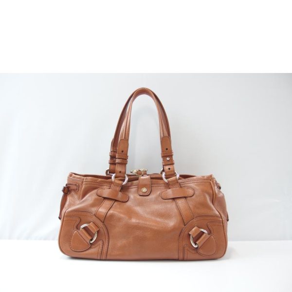 94905 2 Celine Tote Bag Leather with Pouch Tan