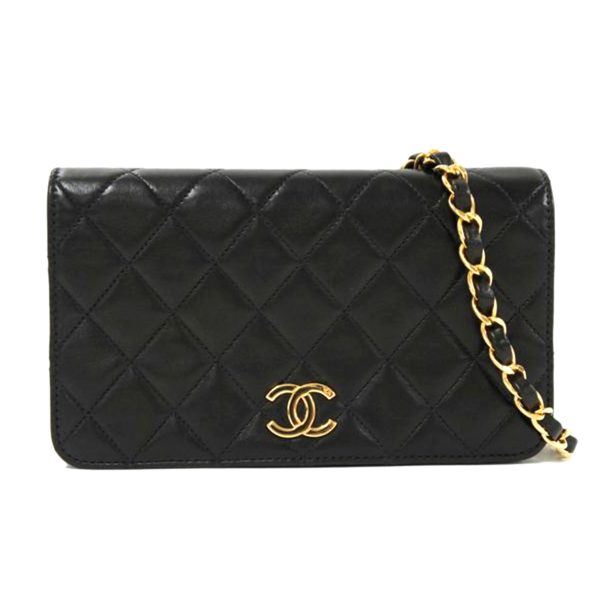 94954 1 CHANEL Mini Matelasse Lambskin Single Flap Chain Bag Black