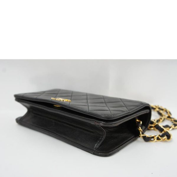 94954 3 CHANEL Mini Matelasse Lambskin Single Flap Chain Bag Black