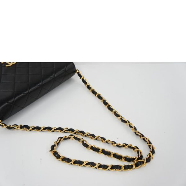 94954 4 CHANEL Mini Matelasse Lambskin Single Flap Chain Bag Black