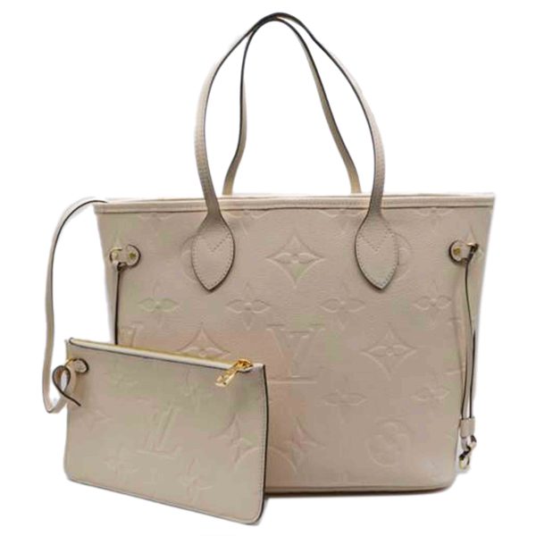 94971 1 Louis Vuitton Neverfull MM Monogram Empreinte Tote Cream