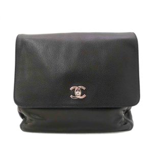 95070 1 Chanel Vintage Black Lambskin Chevron Spiral Single Flap Bag