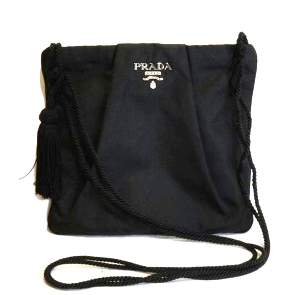 95459 1 Prada Nylon Tassel Shoulder Bag Black