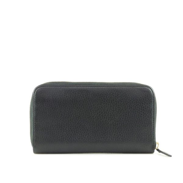 95579 2 Gucci Interlocking G Leather Round Zipper Long Wallet Black