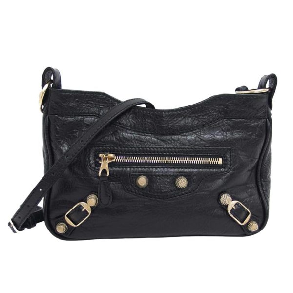 95624 1 Balenciaga The Hip Shoulder Bag with Giant Studs Black