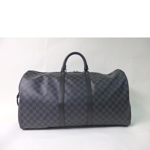 95698 2 Louis Vuitton Keepall Bandouliere 55 Bag Damier Graphite