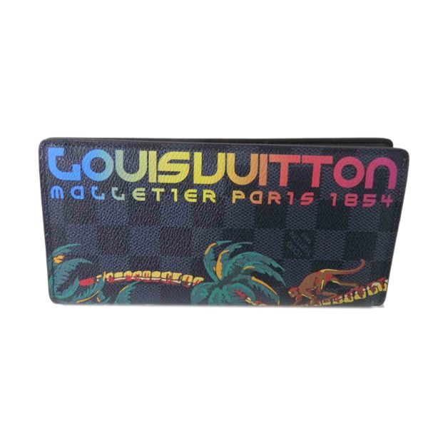 95710 1 Louis Vuitton Portefeuil Brazza Palm Tree Surf Damier Wallet Cobalt