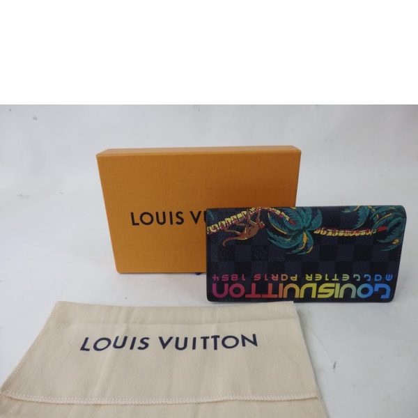 95710 8 Louis Vuitton Portefeuil Brazza Palm Tree Surf Damier Wallet Cobalt