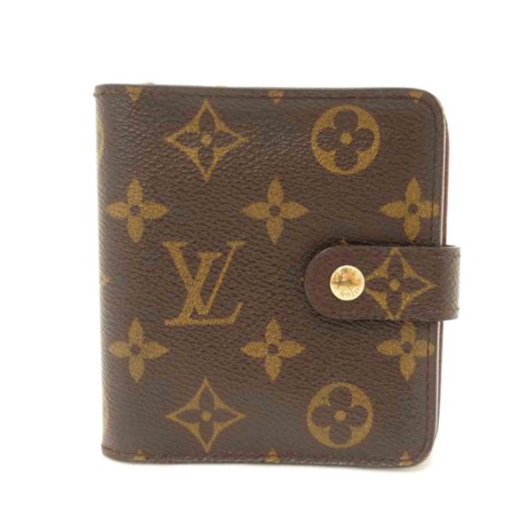 96008 1 Louis Vuitton Compact Zip Monogram Wallet Brown