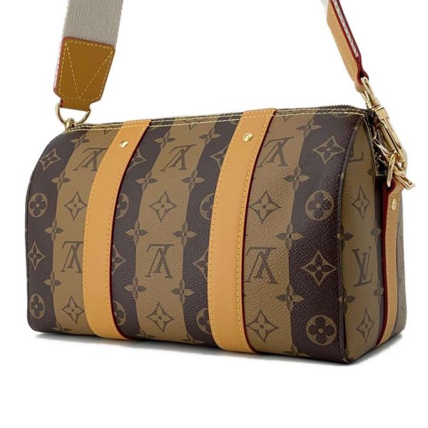 9605572 02 Louis Vuitton Monogram Stripe City Keepall Shoulder Bag Brown