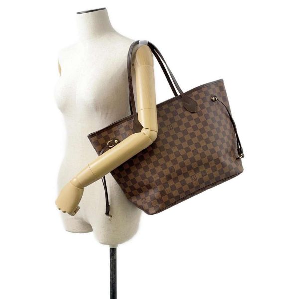 9607644 04 Louis Vuitton Damier Ebene Neverfull MM Tote Bag Brown