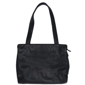 96095 1 Chanel Lambskin Tote Bag Black