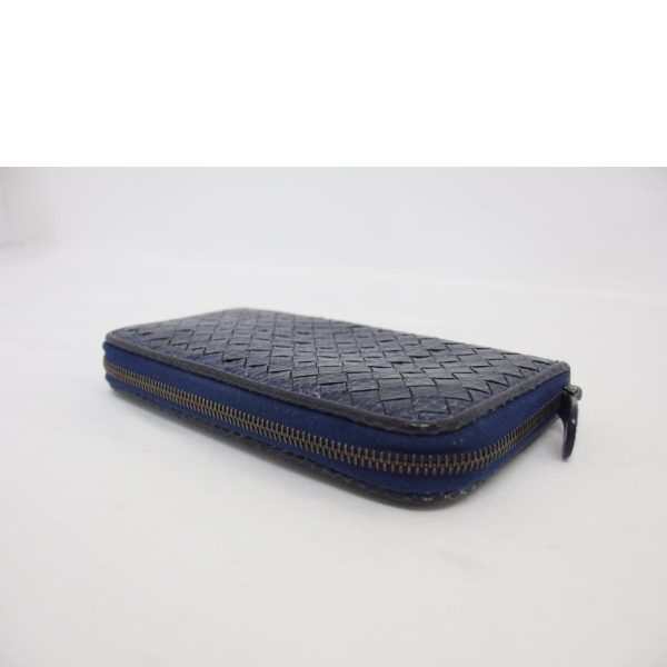 96096 3 Bottega Veneta Intrecciato Round Zipper Long Wallet Python Blue