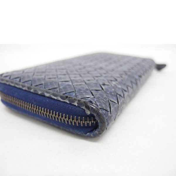 96096 8 Bottega Veneta Intrecciato Round Zipper Long Wallet Python Blue