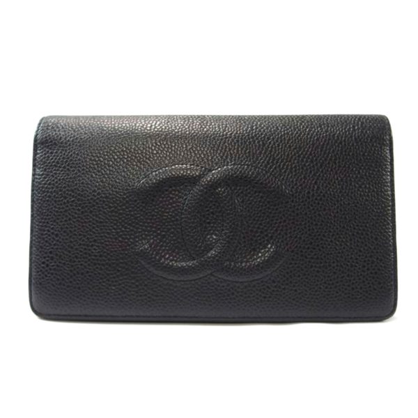 96764 1 Chanel Caviar Cocomark Fold Wallet Black