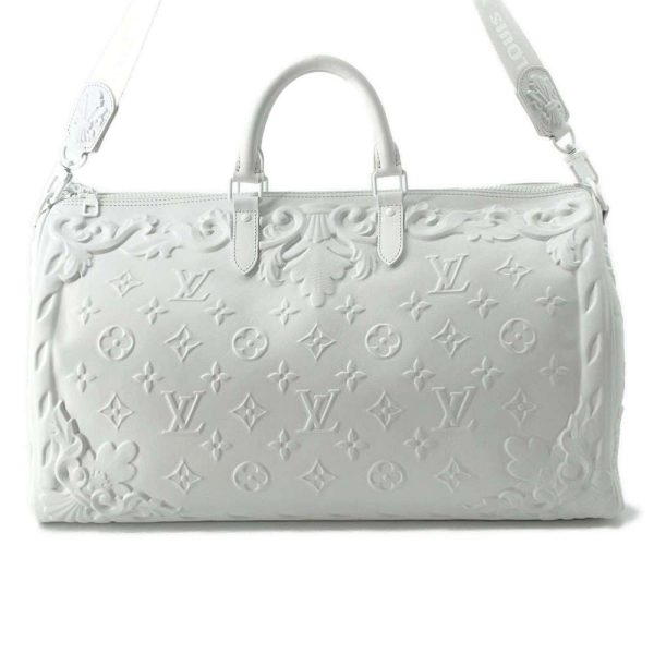 9684089 01 Louis Vuitton Keepall Bandouliere 50 Boston Bag Calf Leather White