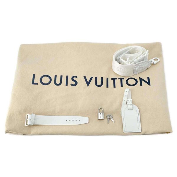 9684089 15 Louis Vuitton Keepall Bandouliere 50 Boston Bag Calf Leather White