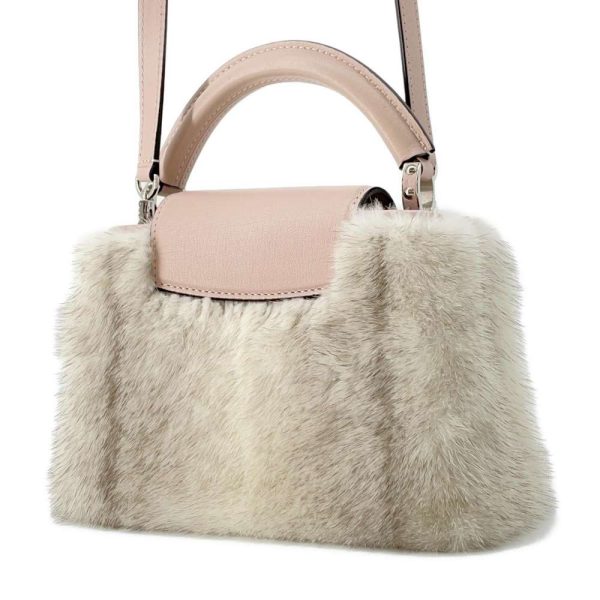 9686526 02 Louis Vuitton Calf Leather Mink Fur Capucines MINI Bag Pink