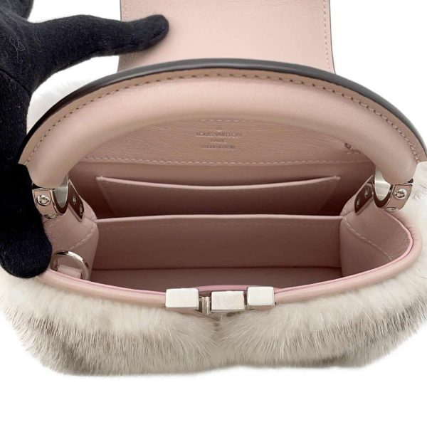 9686526 06 Louis Vuitton Calf Leather Mink Fur Capucines MINI Bag Pink