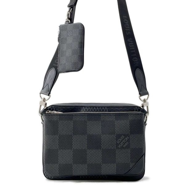 9686571 01 Louis Vuitton Damier Graphite 3D Trio Messenger Bag Black