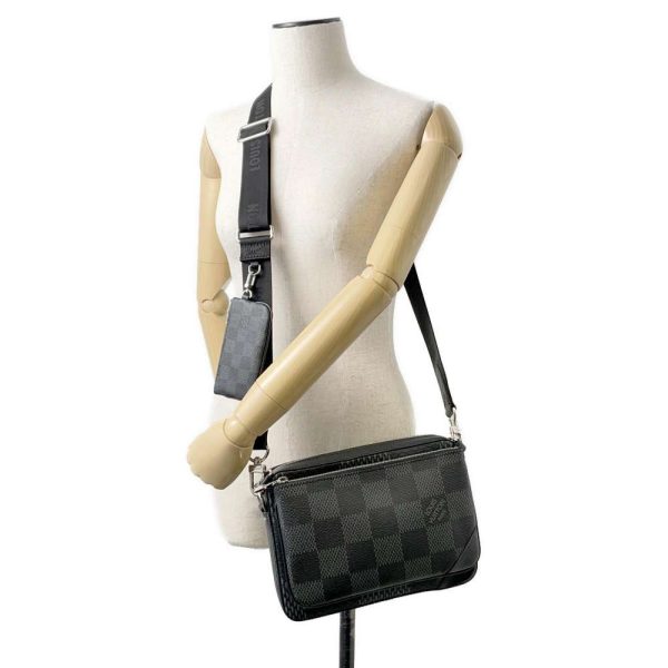 9686571 04 Louis Vuitton Damier Graphite 3D Trio Messenger Bag Black