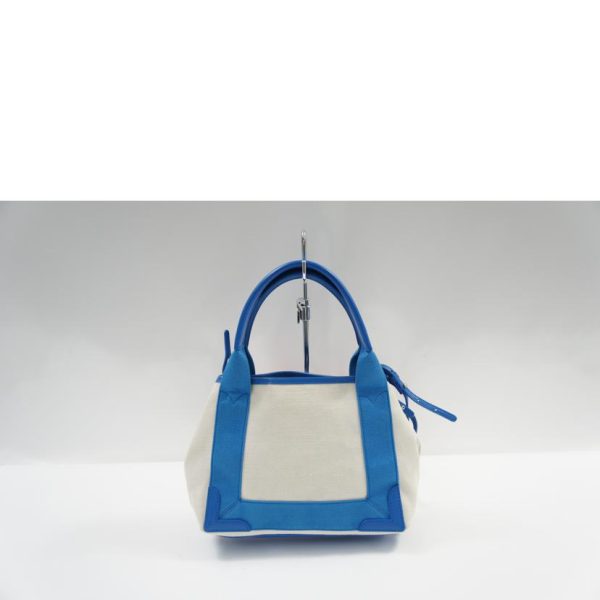 96972 2 Balenciaga Cabas Canvas Solid Tote Bag White Blue