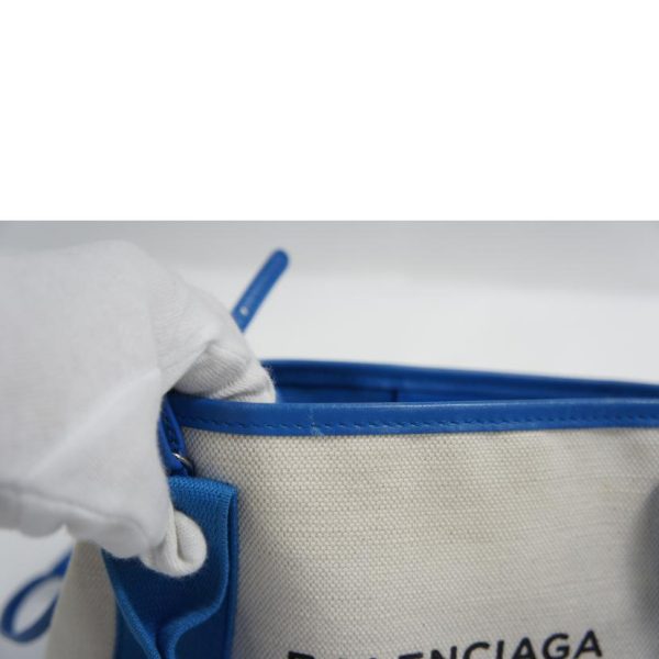 96972 7 Balenciaga Cabas Canvas Solid Tote Bag White Blue