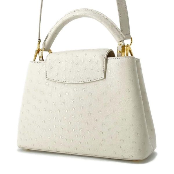 9721876 02 Louis Vuitton Capucines BB Bag Ostrich White