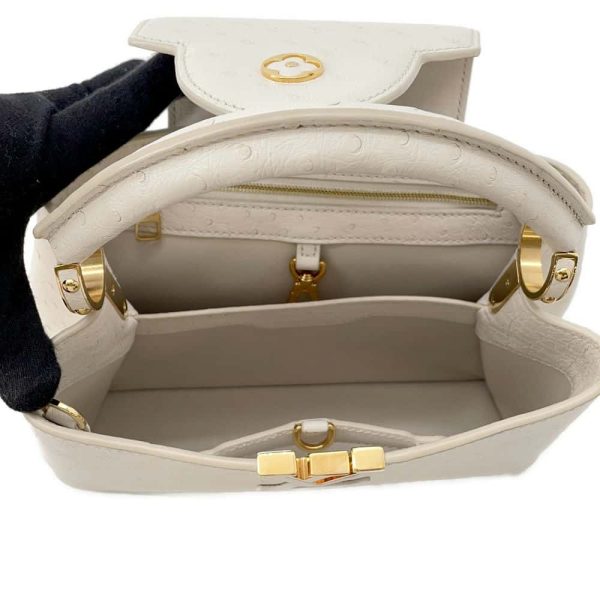 9721876 06 Louis Vuitton Capucines BB Bag Ostrich White