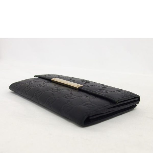 97246 3 Gucci Guccissima W Hook Long Wallet Black